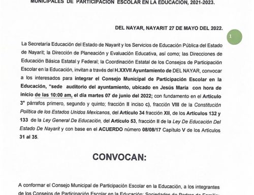 CONVOCATORIA PARA LA RENOVACIÓN Y CONFORMACIÓN DE LOS CONSEJOS MUNICIPALES DE PARTICIPACIÓN ESCOLAR EN LA EDUCACION, 2021-2023